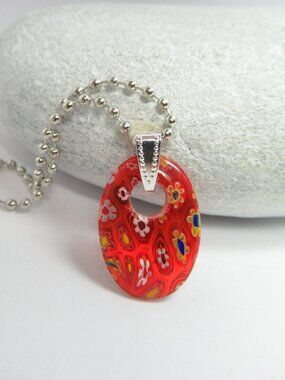 Red millefiori pendant